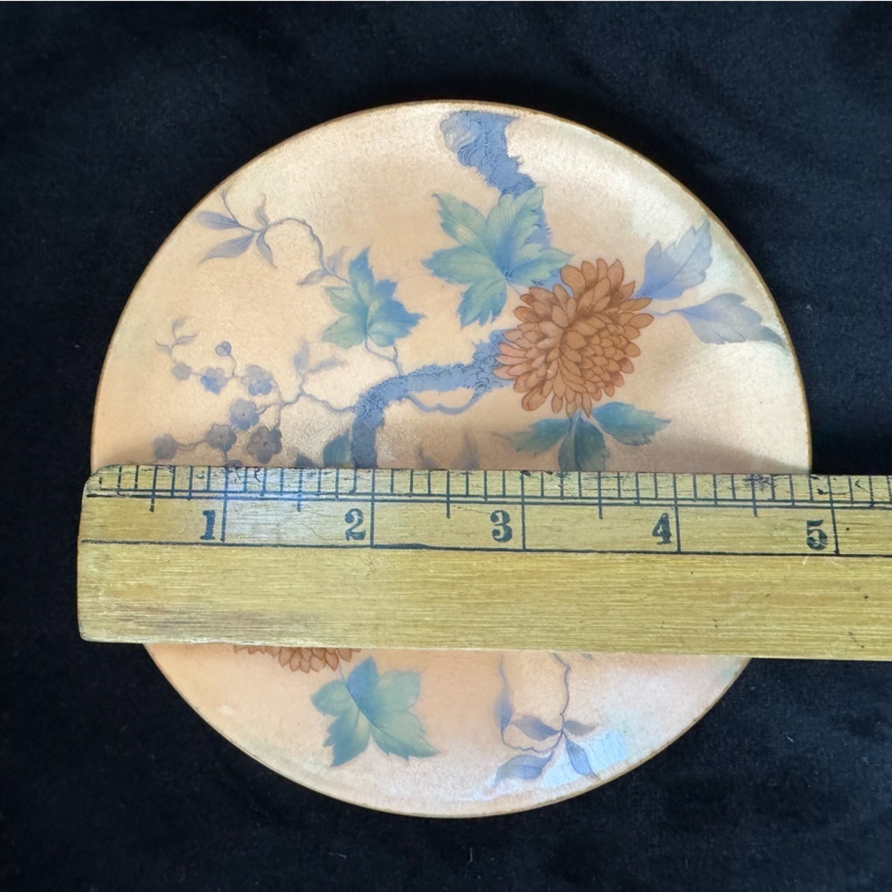 Vintage Marilyn Stinson Dish Enamel on Copper Made in Canada 5” Peach Floral - Picture 3 of 6